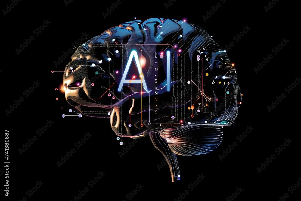 Poster ai brain chip fulfillment. artificial intelligence pcc mind hub network axon. semiconductor neurocom