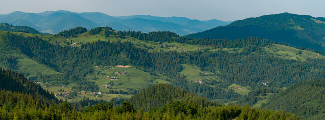 Picturesque landscapes of the Carpathians and the village, wallpapers on the theme of mountains and...