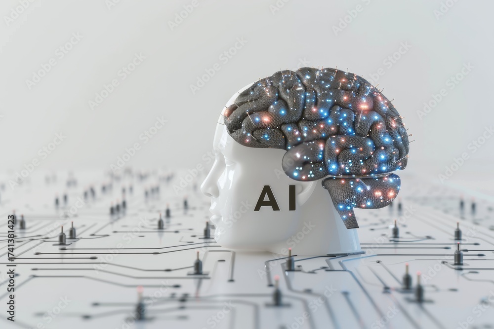 Aufkleber ai brain chip ai. artificial intelligence visionary progress mind telemedicine axon. semiconductor v