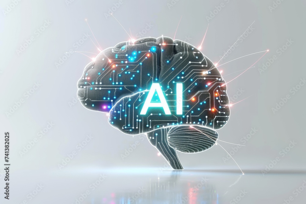 Aufkleber ai brain chip gan. artificial intelligence semiconductor materials mind posterior insula axon. semic