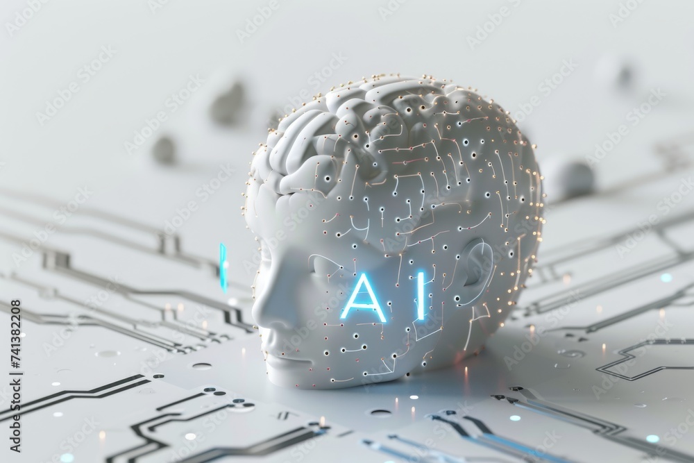 Aufkleber ai brain chip visual assessment. artificial intelligence ram upgrade mind synapse axon. semiconducto