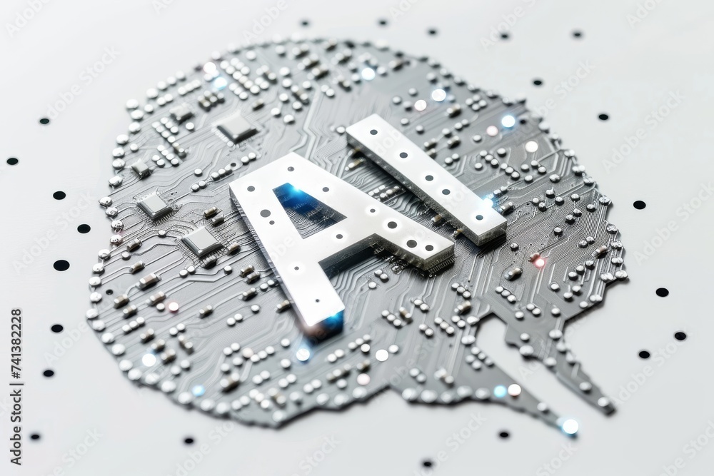 Poster ai brain chip informatics solution. artificial intelligence semiconductor testing mind bci axon. sem