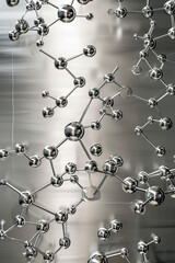 Futuristic depiction of testosterone molecule, silver metallic background