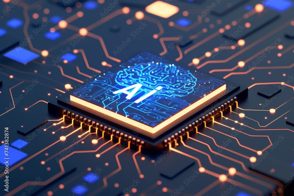 Poster ai brain chip bluetooth circuits. artificial intelligence nt 3 mind information security axon. semic