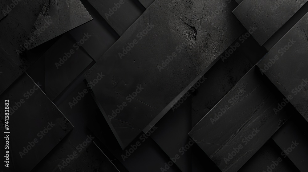 Poster an abstract composition of angular black shapes, this image depicts a modern and minimalist design s