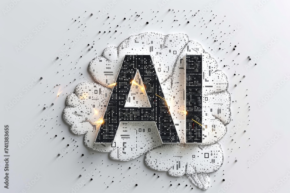 Poster ai brain chip chip foundry. artificial intelligence chip performance mind ct scan axon. semiconducto