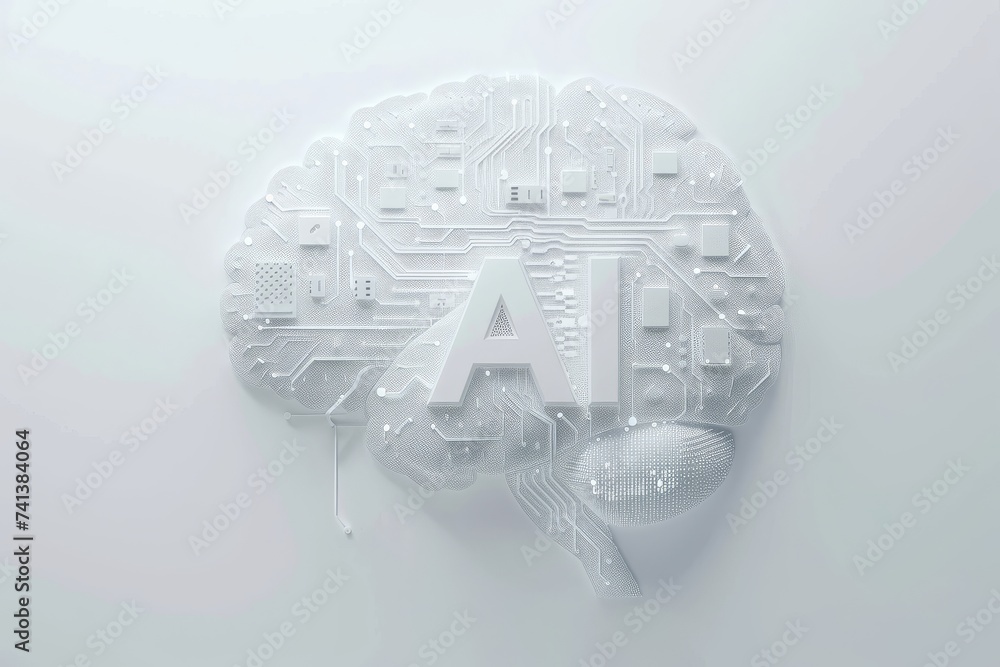 Poster ai brain chip silicon dioxide. artificial intelligence pulmonology ct mind glutamate axon. semicondu