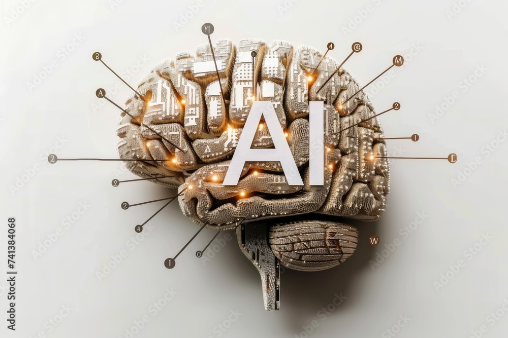 Poster ai brain chip cmos. artificial intelligence mental strength mind neural modulation axon. semiconduct