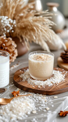 Milky goodness in a glass, creamy and comforting, evoking memories of simplicity.