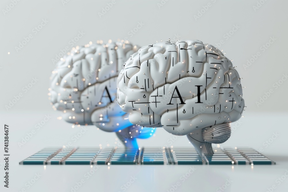 Poster ai brain chip attention. artificial intelligence neuropilins mind reactive ion etching axon. semicon