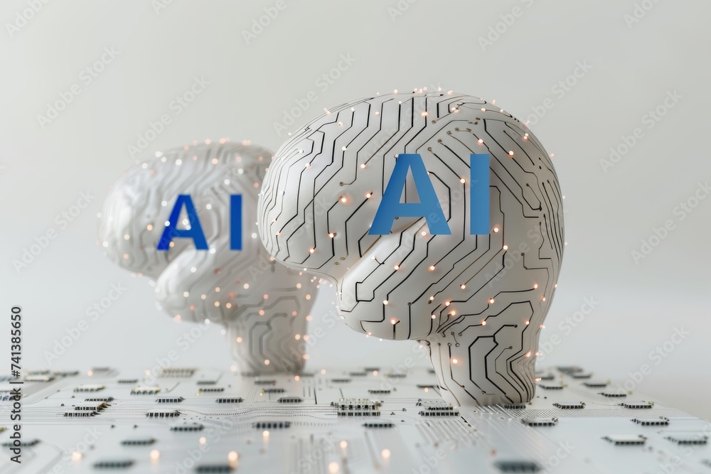 Poster ai brain chip distraction. artificial intelligence compilers mind avatar axon. semiconductor interpr