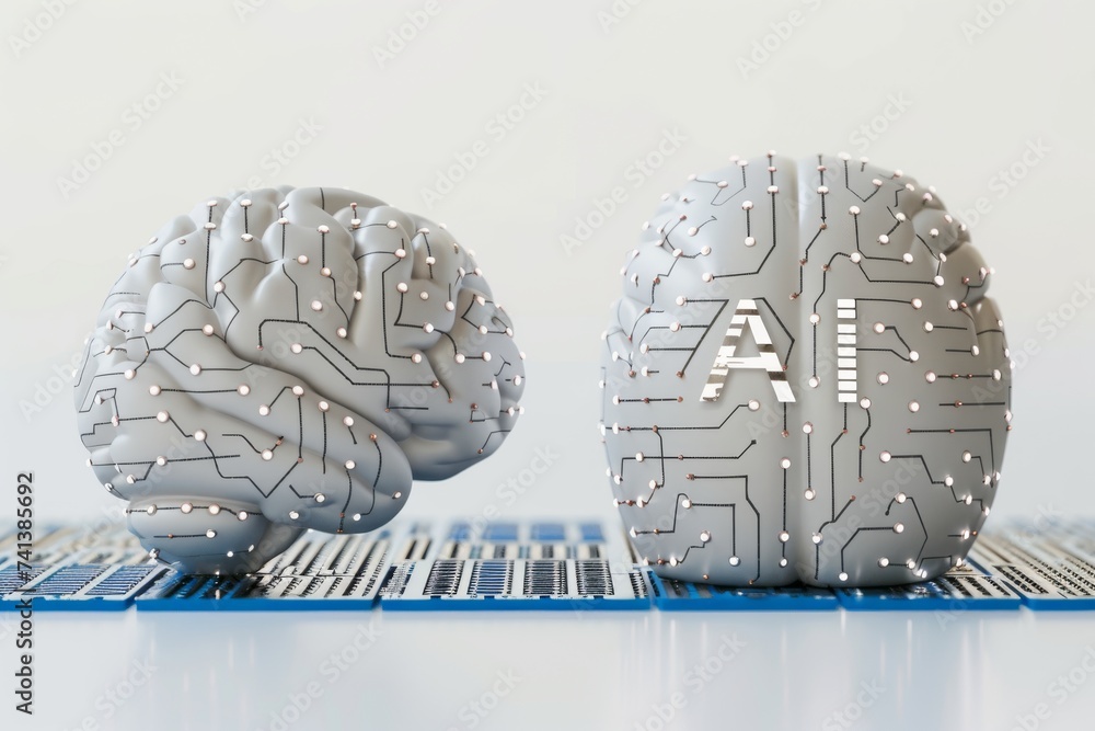 Aufkleber ai brain chip wisdom. artificial intelligence neuroenhancement mind branch and bound axon. semicondu