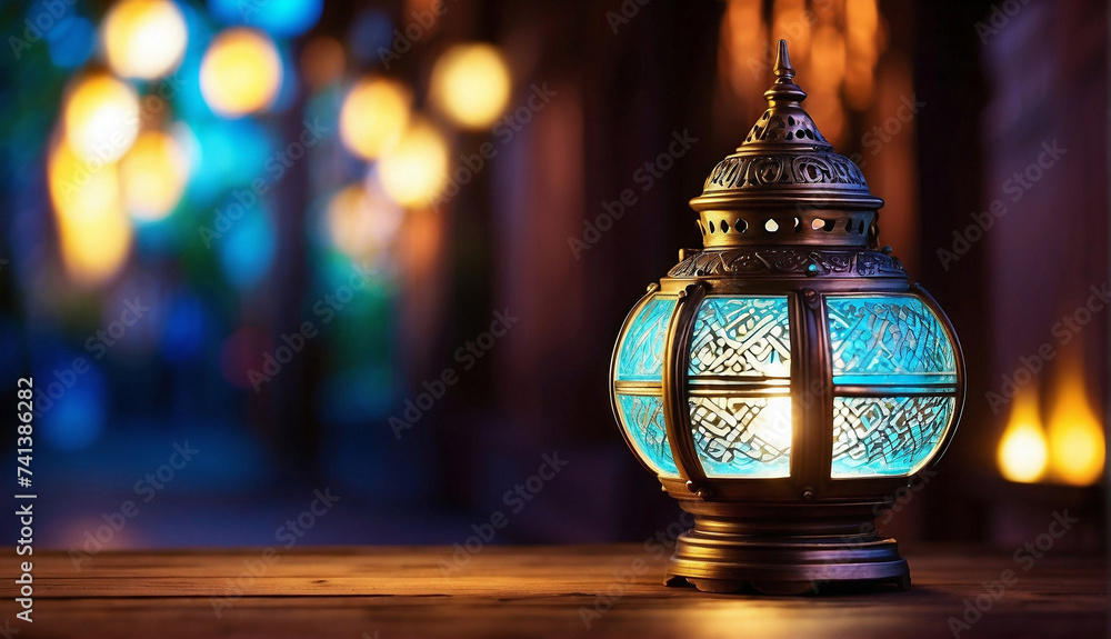 Wall mural Ramadan lantern isolated on colorful background. The concept of the holy month of Ramadan.
