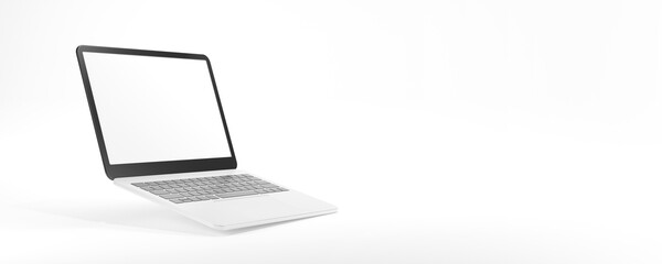 Laptops mockup with blank white screen for your design. 3d render illustration