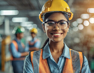 Confident female engineer at industrial plant - 741387038