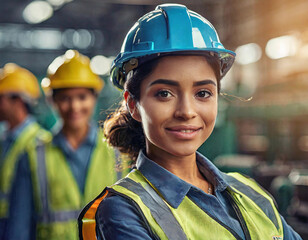 Confident female engineer at industrial plant - 741387063