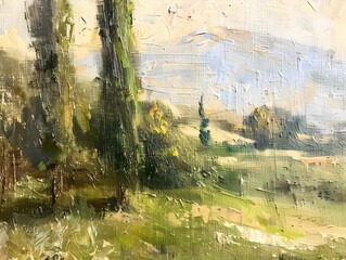 One European classical landscape oil painting, Classical style, Renaissance style, close-up, oil brush, simple, extreme detail