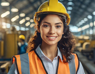 Confident female engineer at industrial plant - 741387241