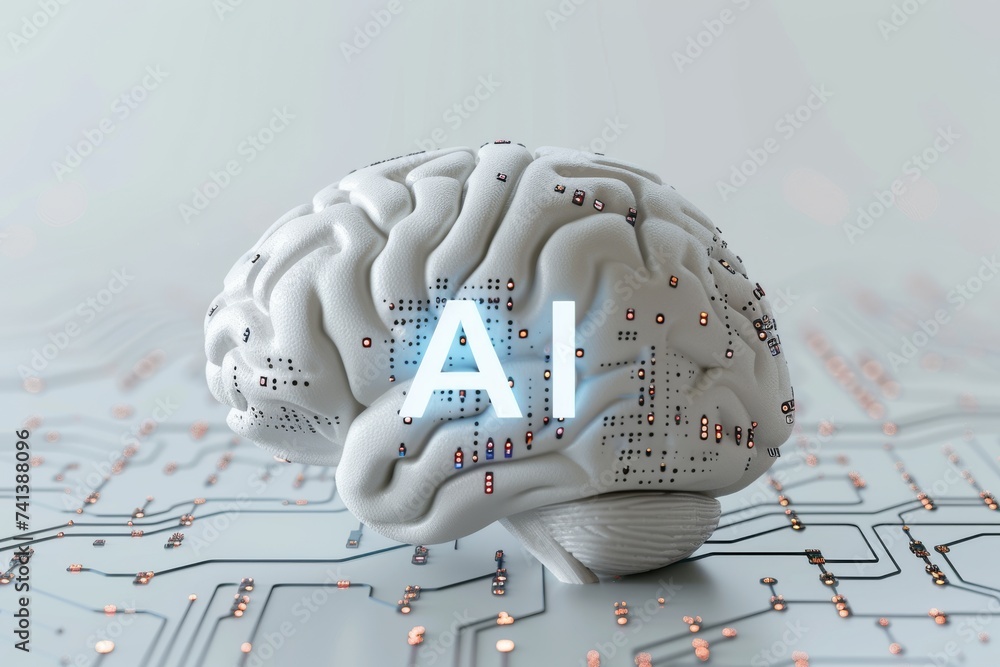 Poster ai brain chip homunculus. artificial intelligence topic modeling mind ddr5 axon. semiconductor strea