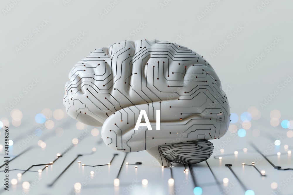 Poster ai brain chip sodimm. artificial intelligence lobules mind semiconductor integration axon. semicondu