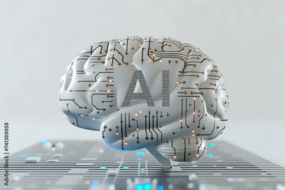 Aufkleber ai brain chip mental well being. artificial intelligence dmn mind self supervised learning axon. sem