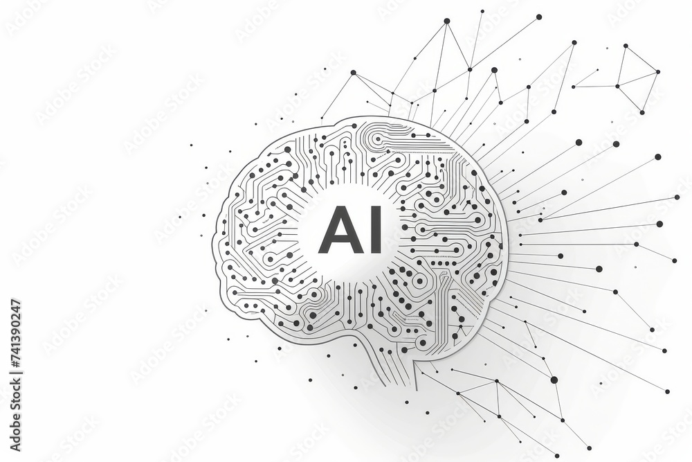 Aufkleber ai brain chip visionary project. artificial intelligence cognitive empowerment mind mimd axon. semic