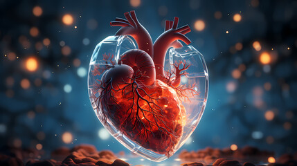 Illustration of heart structure and function - obrazy, fototapety, plakaty