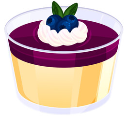 Blueberry Pudding with Sweet Frosting and Berry Topping