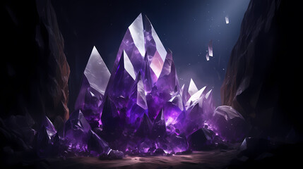 Obraz premium Top view of stunning bright crystals, shiny gemstones