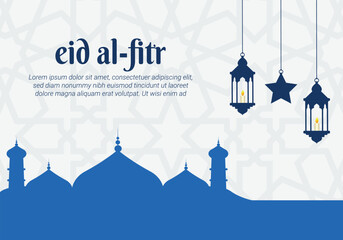 Eid al Fitr greeting card with Islamic decoration
