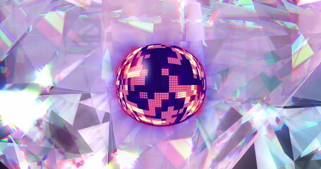 Image of digital disco ball over crystal