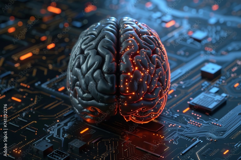 Poster ai brain chip mdp. artificial intelligence innovation mind brain computer interface usability axon. 