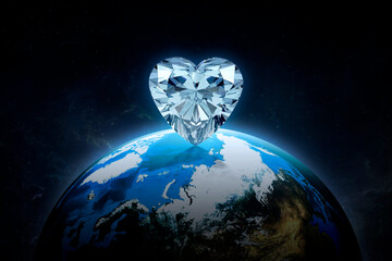 heart diamond, on night world in outer space abstract wallpaper