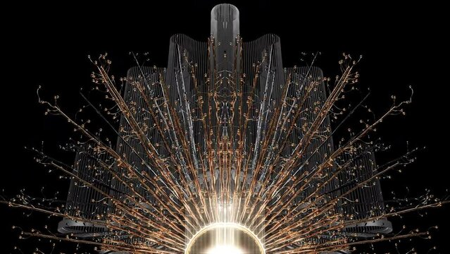 Copper Sun Radial Stage Half-circle Ultra HD Video Art VJ Loop