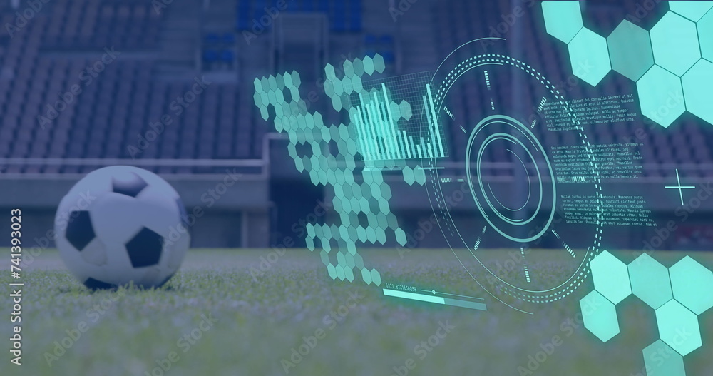 Poster image of scope scanning and data processing over caucasian man playing football