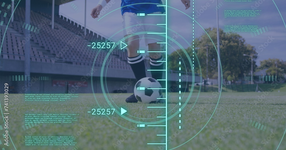 Poster image of scope scanning and data processing over caucasian man playing football