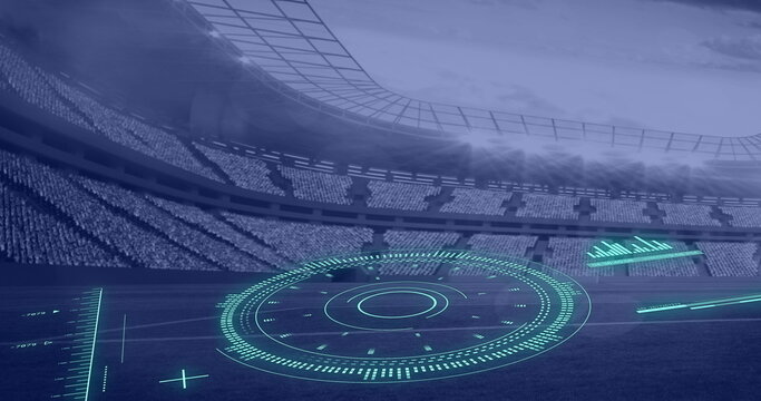 Image of scope scanning and data processing over sports stadium