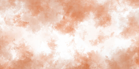 Fototapeta premium Abstract orange and peach watercolor fuzz with distressed paint splatters and strokes on canvas. Textured design on white background for presentations decorative design
