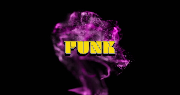 Image of funk text over glowing moving wave - Powered by Adobe