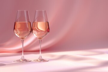 Toast to Love: Two glasses filled with rosé wine, symbolizing a romantic date or dinner - Perfect for Valentine’s Day, anniversaries, or wine tasting events