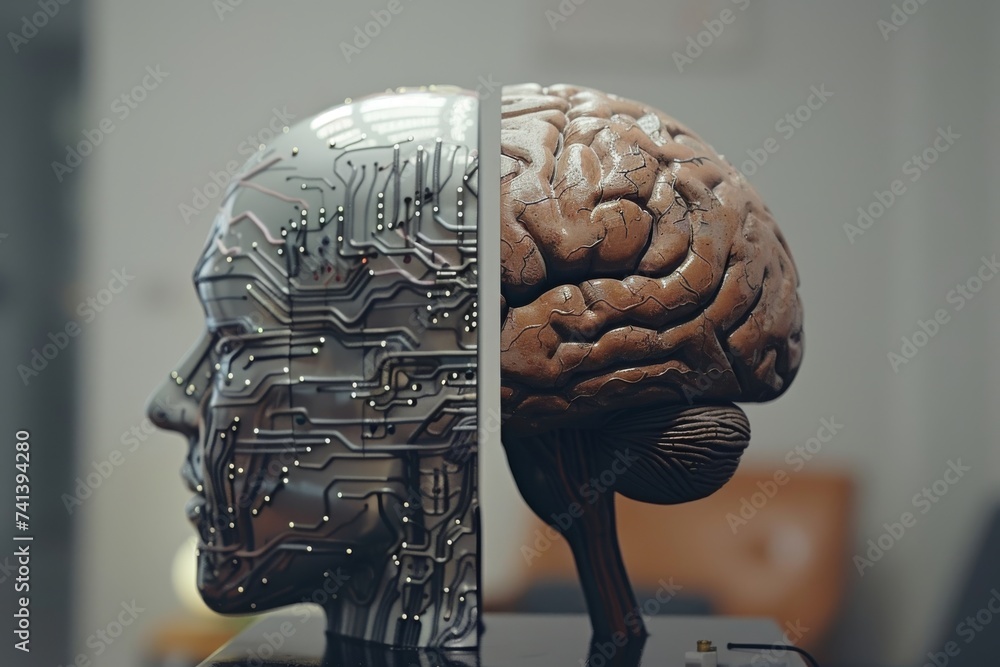 Poster ai brain chip nuclei. artificial intelligence ai customer experience mind aerospace technology axon.