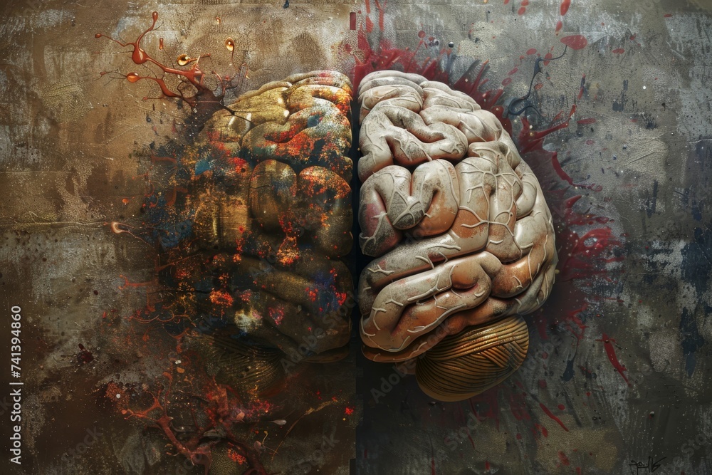 Aufkleber ai brain chip technology. artificial intelligence visual system mind statistics axon. semiconductor 
