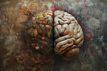 AI Brain Chip technology. Artificial Intelligence visual system mind statistics axon. Semiconductor cloud firewall circuit board nanolithography technique