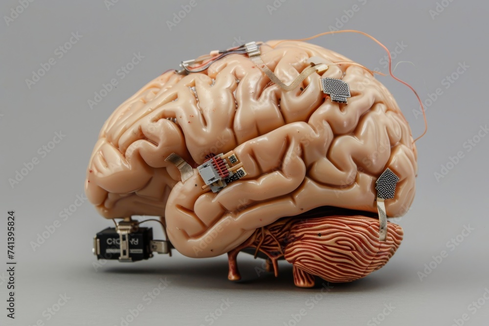 Aufkleber ai brain chip epilepsy. artificial intelligence icon editor mind neuronal architecture axon. semicon