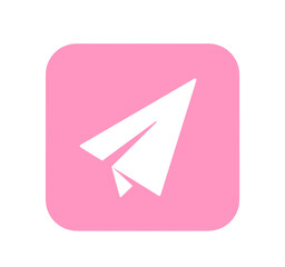 シンプルなピンク色の紙飛行機アイコン