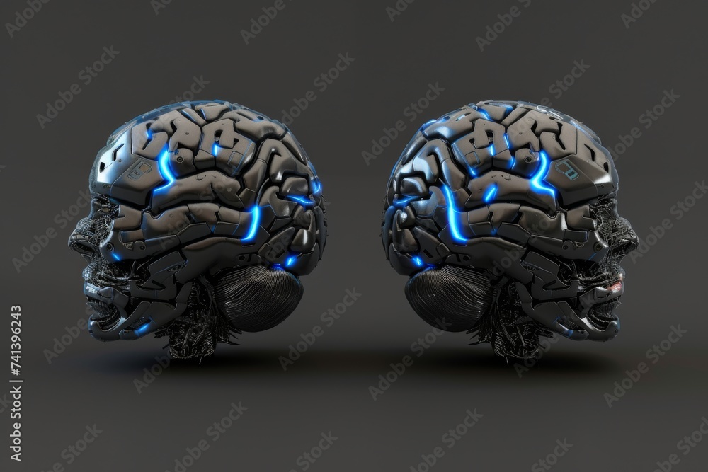 Poster ai brain chip cognitive training. artificial intelligence headphones mind supply chain management ax