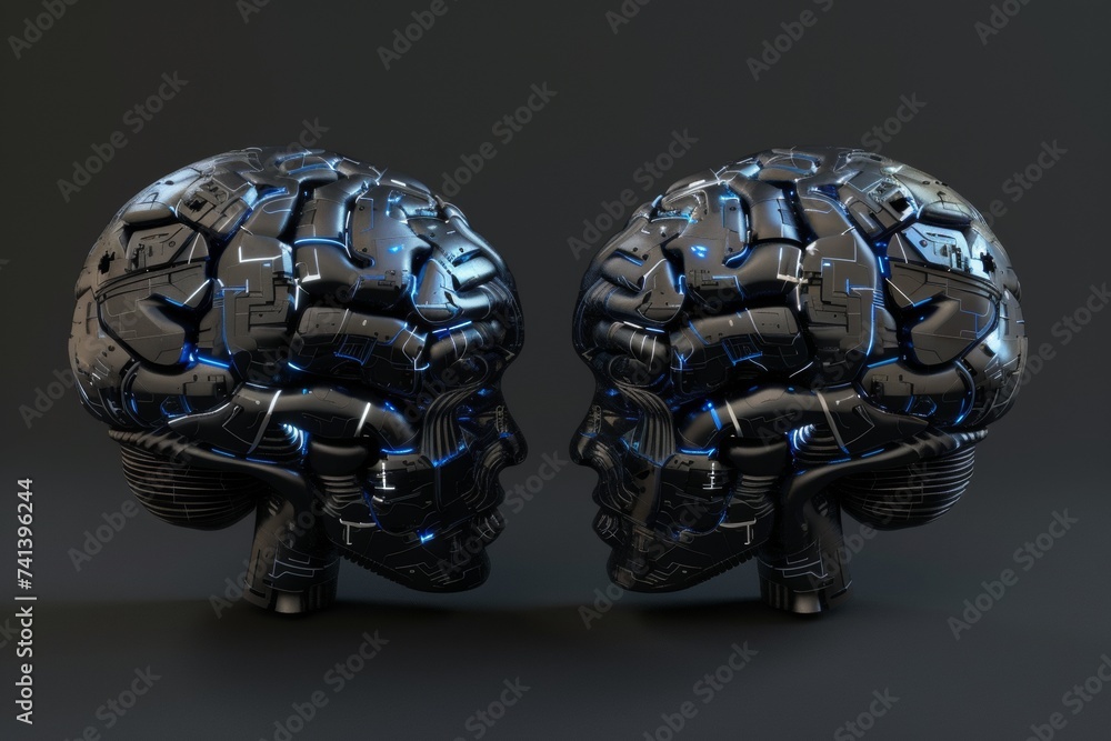 Aufkleber ai brain chip nanorobotics. artificial intelligence it support mind neurotechnology efficiency axon.