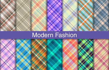 Modern plaid bundles, textile design, checkered fabric pattern for shirt, dress, suit, wrapping paper print, invitation and gift card.