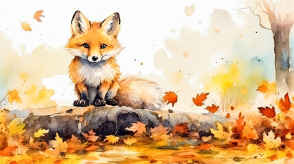 a fox seated amidst the serene ambiance of an autumn forest