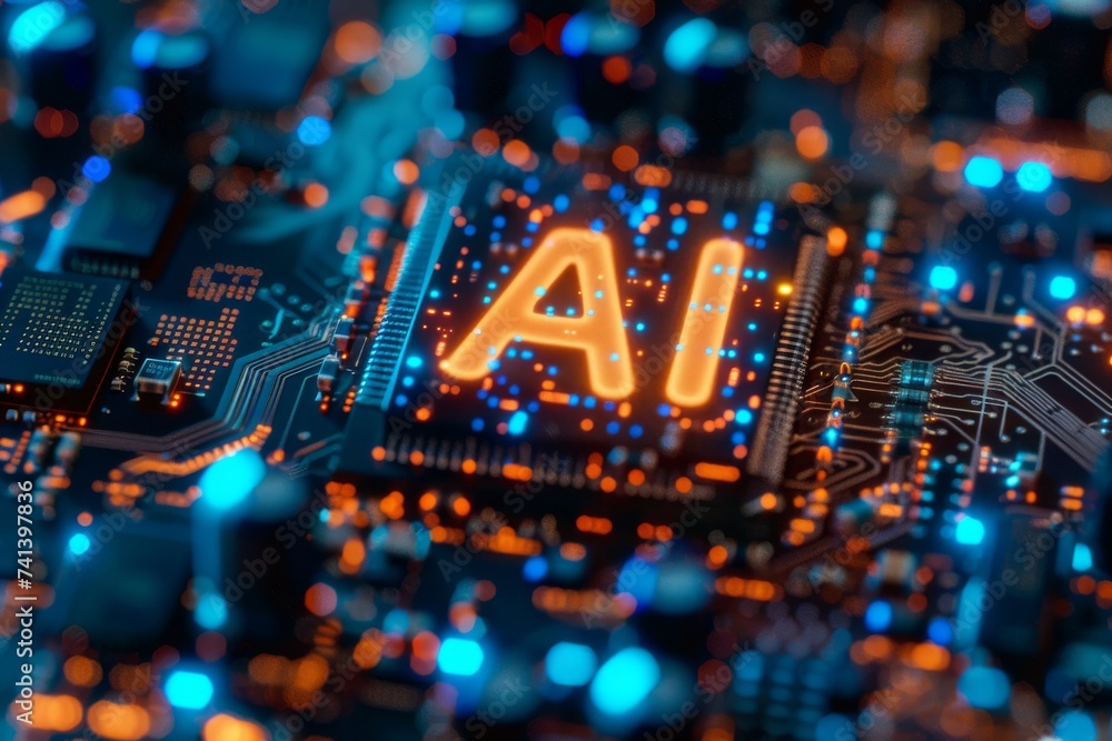 Poster ai brain chip central executive network. artificial intelligence it careers mind lobes axon. semicon